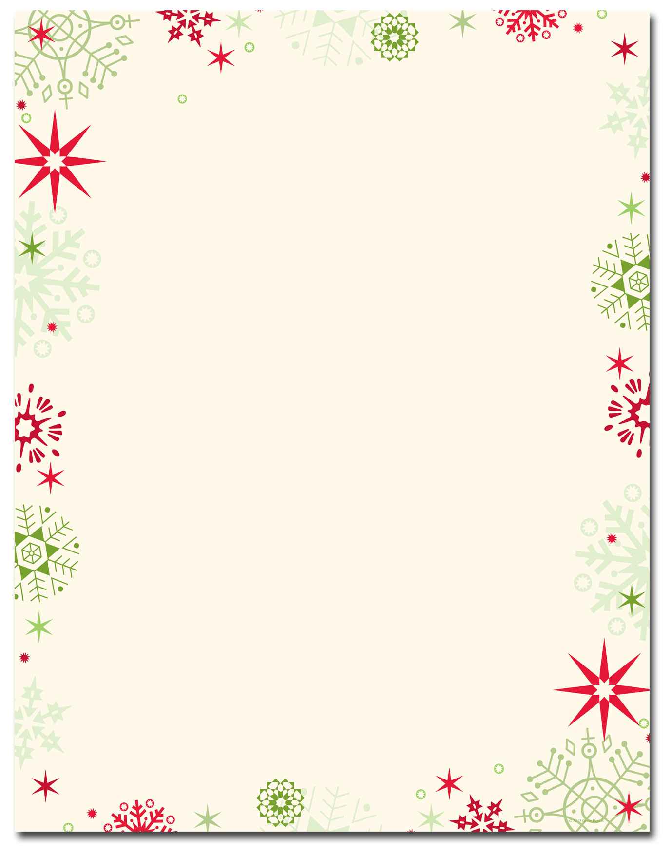 Christmas Stationery Red & Green Flakes Letterhead